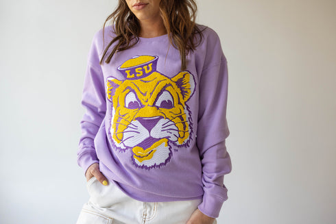 LSU Mascot Chenille Comfort Crew